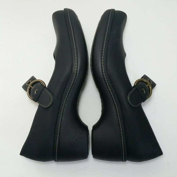 Ecco Mary Jane clogs black size 40 nubuck suede upper 2" heel 431926 - Picture 4 of 8